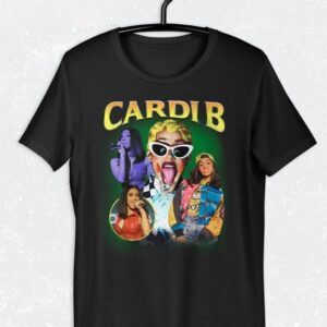 VINTAGE INSPIRED CARDI B UNISEX BLACK PRINT Unisex Essential T Shirt min