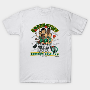 vintage 1980s Boston Celtics cartoon Larry Bird Essential Women and Mens T Shirt min