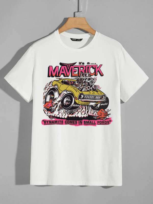 1971-77 Ford Maverick Classic Color Outline Design Tshirt 