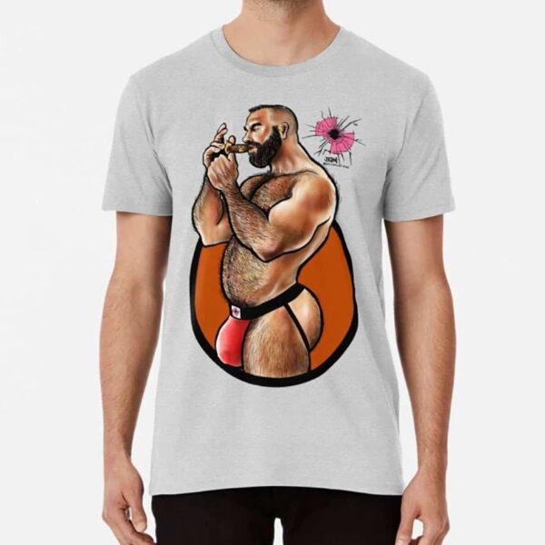 Gay Muscle Bear Bullethole Cigar Daddy T Shirt