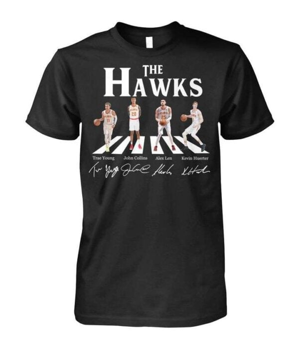 The Hawks Young Collins Len Huerter Signatures T Shirt