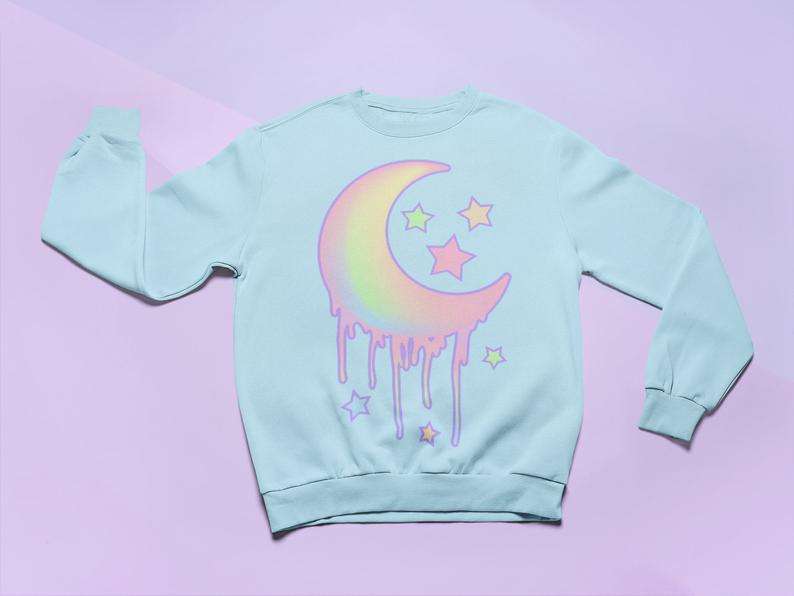 Trippy Pastel Moon Sweater Classic T Shirt - Best of Pop Culture & Music Inspired T Shirt