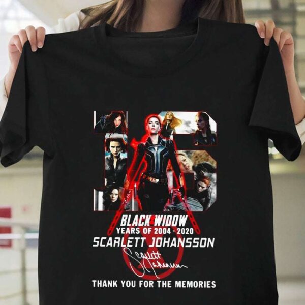 16 Years of Black Widow 2004 2020 Scarlett Johansson Signature T Shirt