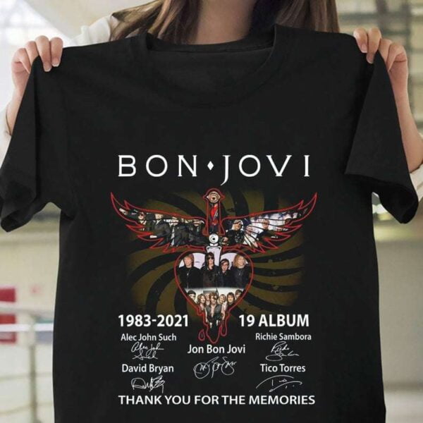 Bon Jovi 1983 2021 19 Album Thank You For The Memories Signature T Shirt