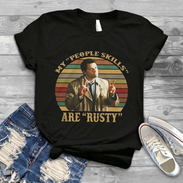 Castiel Supernatural My People Skills Are Rusty Vintage T Shirt