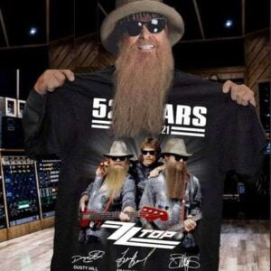 Dusty Hill Frank Beard Billy Bibbons 52 Years 1969 2021 Signature T Shirt