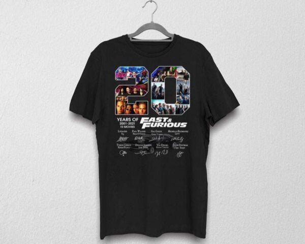 Fast And Furious 20 Years 2001 2021 T Shirt