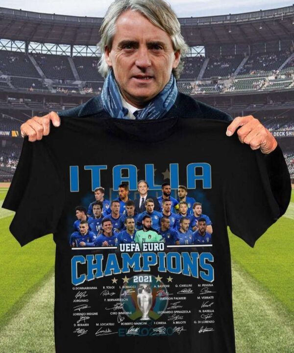 Italia UEFA Euro 2020 Champions Soccer Football Signature T Shirt