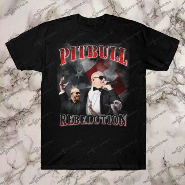 Pitbull Rebelution Vintage Retro Style Rap Hip Hop T Shirt