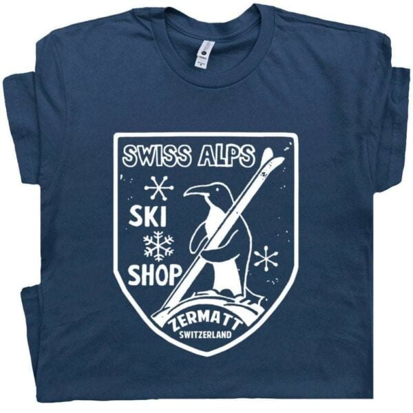 Ski Swiss Alps T Shirt Cool Vintage Skiing