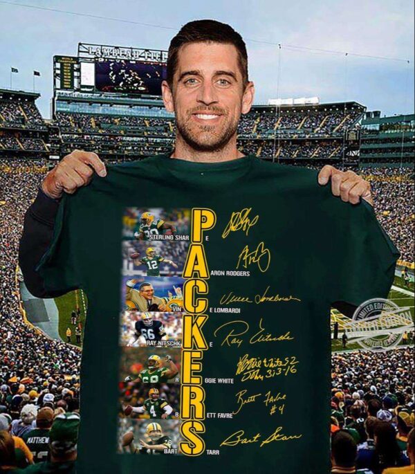 Sterling Sharpe Aaron Rodgers Vince Lombardi Signature T Shirt