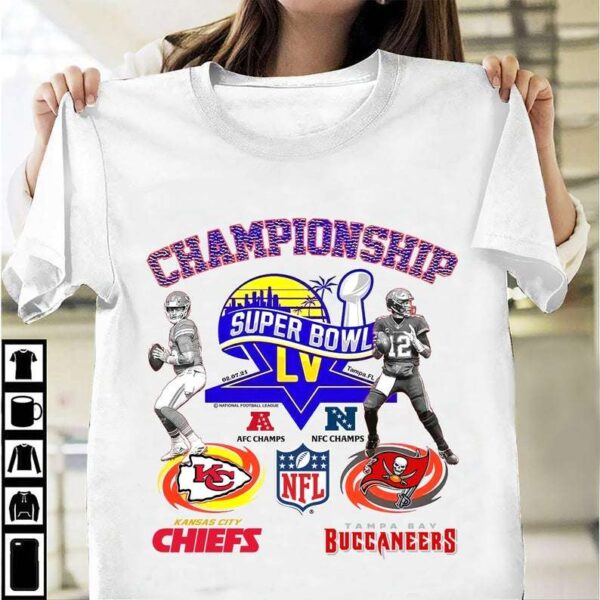 Super Bowl LIV T Shirt Tampa Bay Buccaneers Kansas City Chiefs