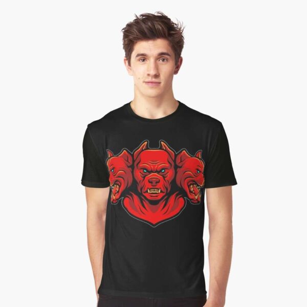Three Red Dogs Heads T Shirt