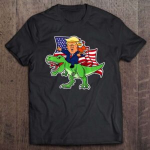 Trump Riding A Dinosaur Trex Funny Merica Patriotic July 4Th Premium 0 2195