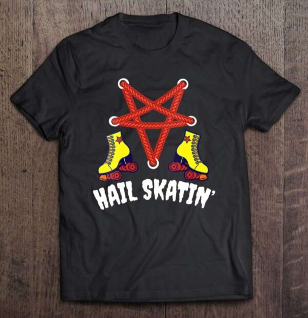 Hail Skatin Vintage Satan Punk Skating Roller Derby V Neck 0 2195