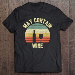 May Contain Wine Vintage Retro Wine V Neck 0 2195