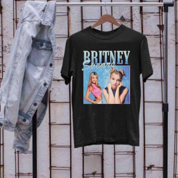 Young Britney Spears Blue Retro T Shirt
