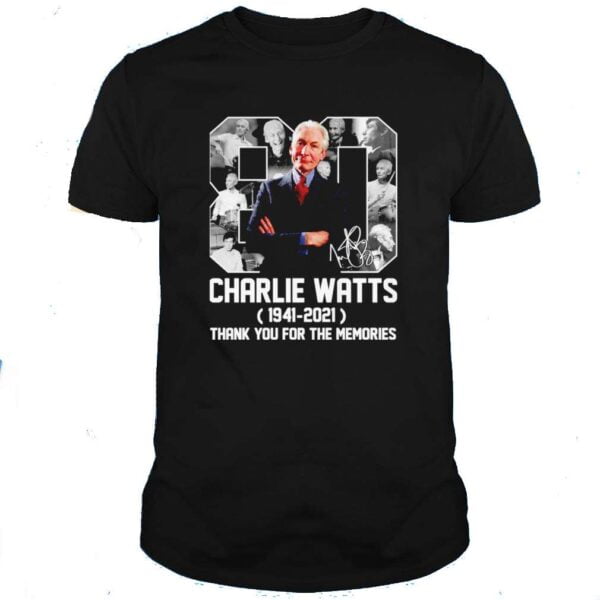 Charlie Watts Tthank You For The Memories Signature T Shirt
