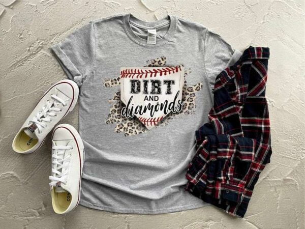 Dirt And Diamonds Baseball Mom Leopard Shirt