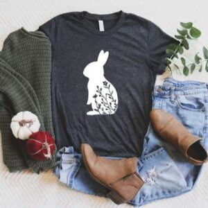 Floral Rabbit Bunny T Shirt