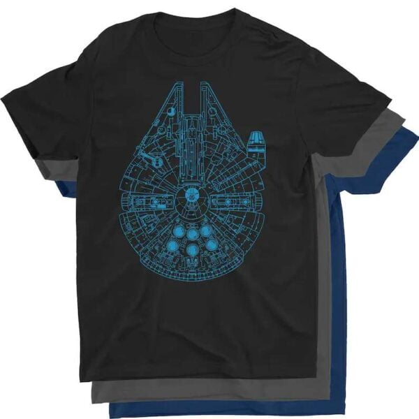 Millennium Falcon Blueprint Star Wars T Shirt
