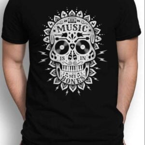 Music Is In My Bones Mandala Skull Unisex T Shirt