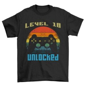 Gamer Level 18 Unlocked 18th Birthday Unisex T Shirt