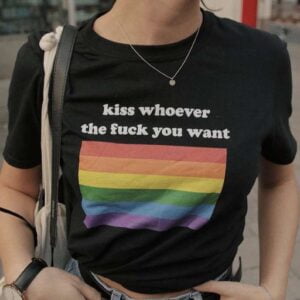 Kiss Whoever The Fuck You Want Bisexual LGBTQ Unisex T Shirt