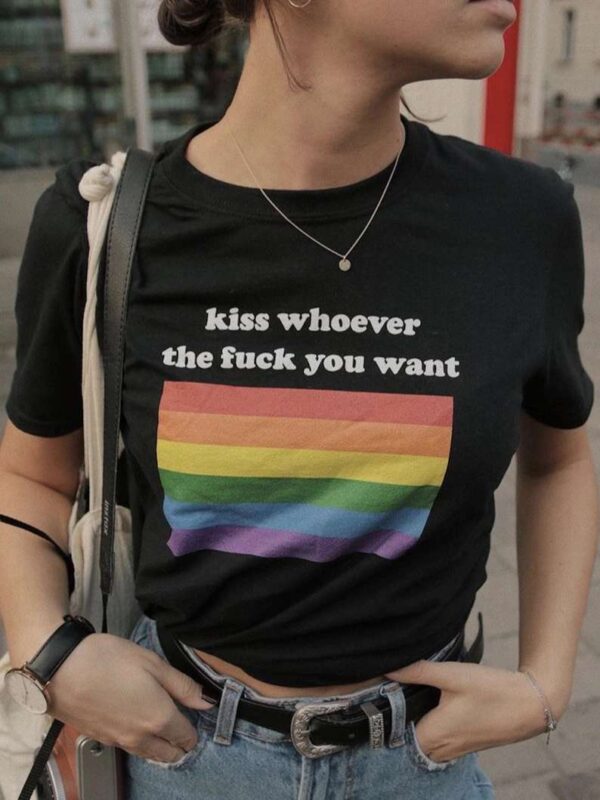 Kiss Whoever The Fuck You Want Bisexual LGBTQ Unisex T Shirt