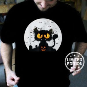 Black Cat Halloween Moon T Shirt For Men And Women