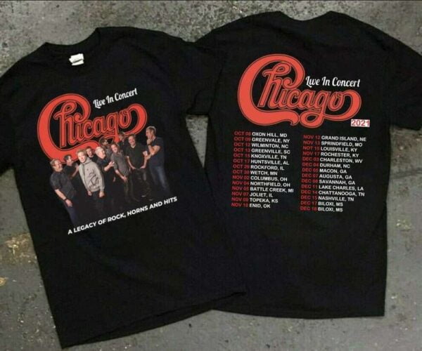Chicago Band Live In Concert 2021 Tour T Shirt The Legacy Of Rock