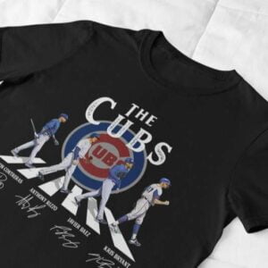Chicago Cubs Walking Abbey Road Signatures Baseball Team T Shirt