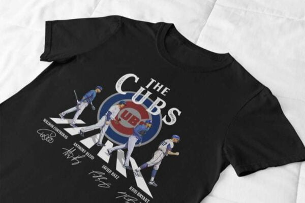 Chicago Cubs Walking Abbey Road Signatures Baseball Team T Shirt