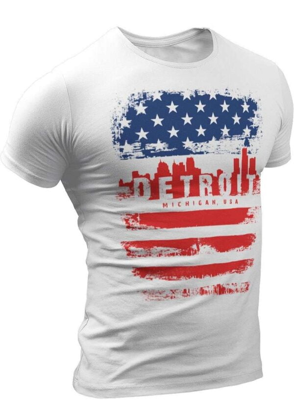 Detroit T Shirt American Flag