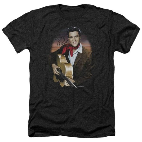 Elvis Presley T Shirt Red Scarf and Guitar