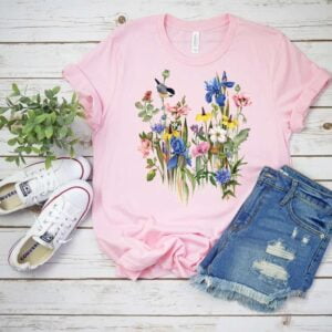 Floral Spring T shirt Spring Birds And Flowers