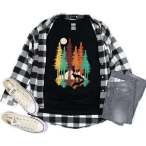 Fox T shirt Forest Trees