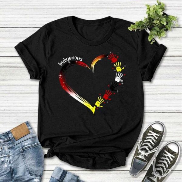 Indigenous Red Hand Heart Shirt American Native