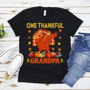 One Thankful Grandma Dabbing Turkey Thanksgiving Pumpkin T Shirt