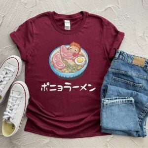 Ponyo on the Cliff Ham Ramen Anime Totoro T Shirt
