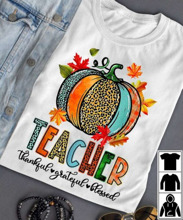 Pumpkin Leopard Teacher Thanksgiving T Shirt
