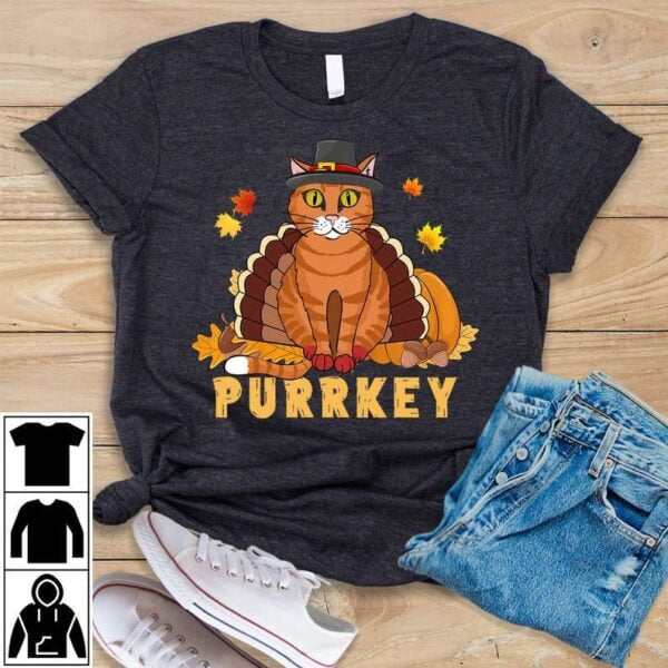 Purrkey Turkey Cat Thanksgiving T Shirt