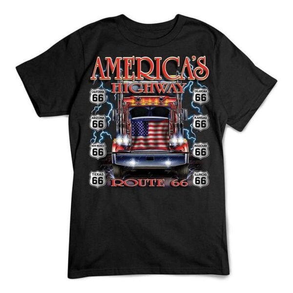 Route 66 T Shirt Americas Highway Flag Truck