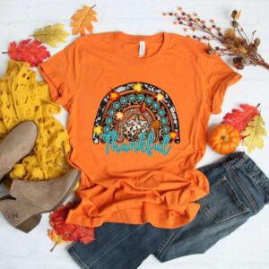 Thankful Rainbow Pumpkin Thanksgiving T Shirt