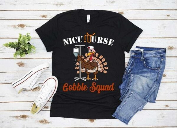 Thanksgiving Nurse T Shirt NICU Gobble Squad