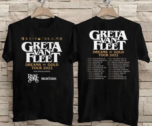 2022 Greta Van Fleet Dreams In Gold Tour T Shirt