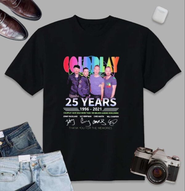 Coldplay 25 Years Anniversary 1996 2021 Thank You For The Memories T Shirt