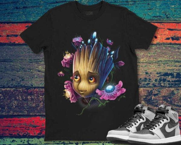 Marvel Guardians Of The Galaxy Groot Flowers T Shirt