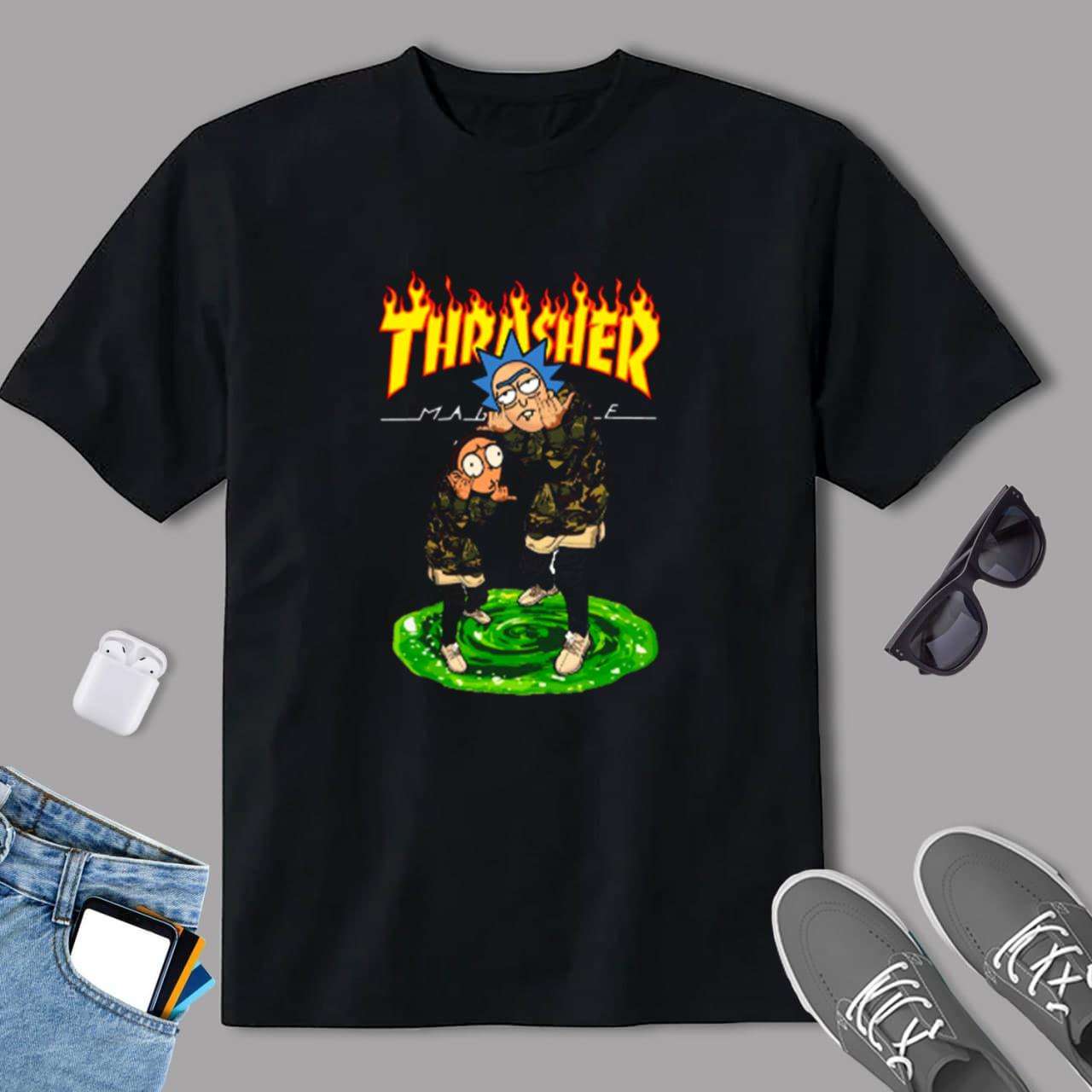 rick and morty thrasher shirt
