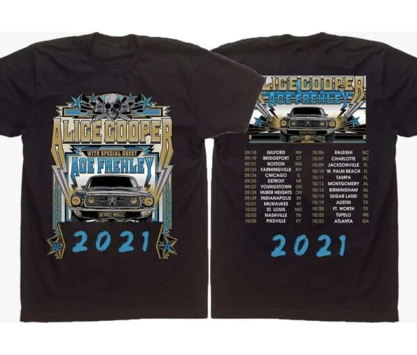 Alice Cooper and Ace Frehley Detroit Muscle 2021 Concert T Shirt